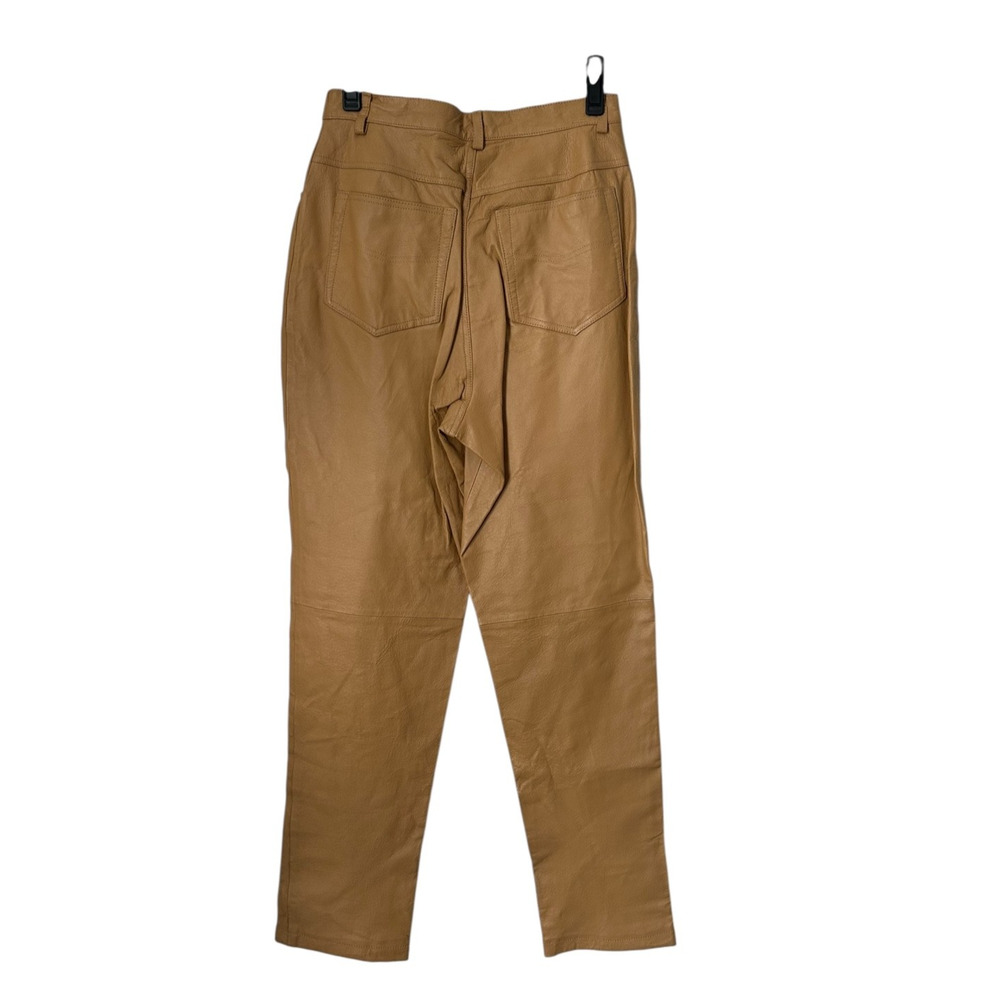 Styleworks Pants Womens 10 Tan Leather Lined Vintage 80s 90s Straight Pockets - Picture 3 of 9